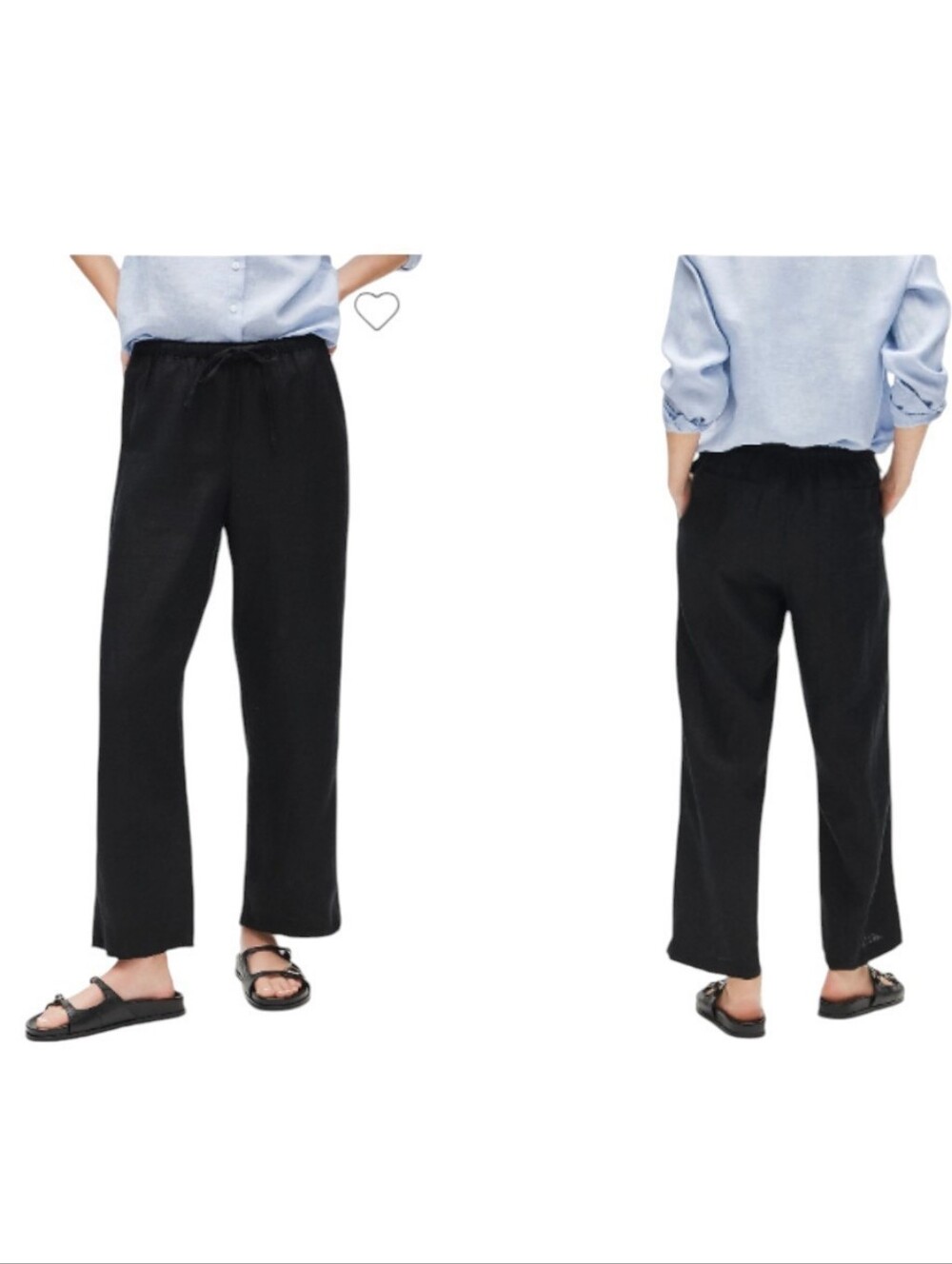 NWT J. Crew New Soleil pant Saffron Linen Black Elastic Waist Size M